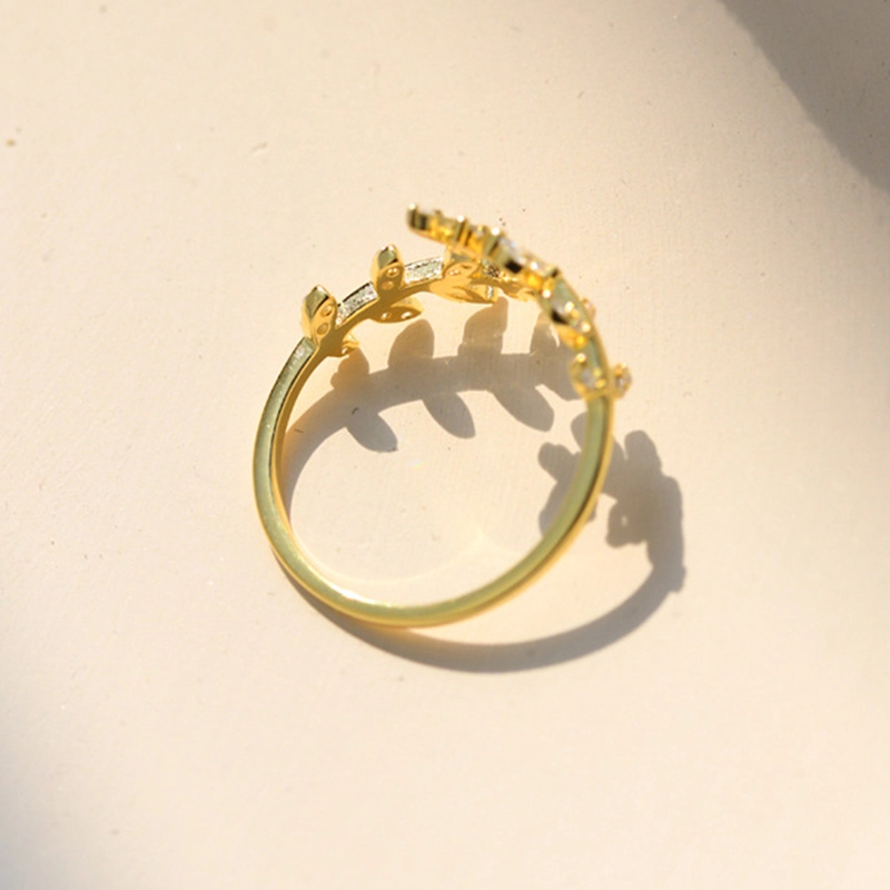 (Bild für) Offener Ring mit zarten Blättern im Pandora-Stil - BSR241-B - Ansicht 5