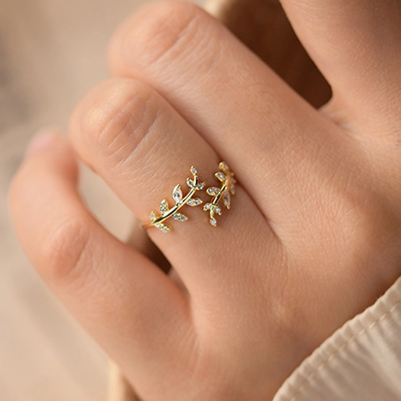 (Bild für) Offener Ring mit zarten Blättern im Pandora-Stil - BSR241-B - Ansicht 6