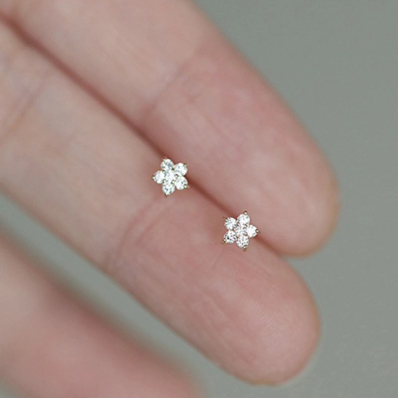(Bild für) Mini-Blumen-Ohrstecker im Pandora-Stil - BSE598-B - Ansicht 3