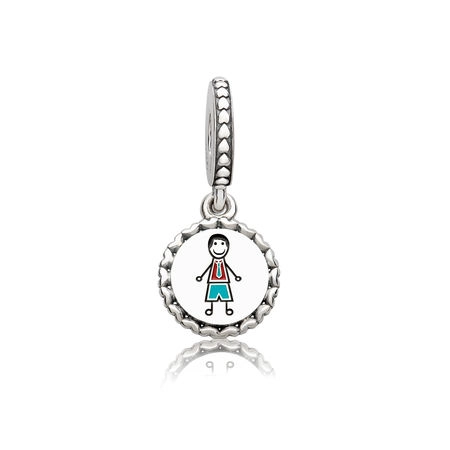 (Bild für) PANDORA Dad Stick Figure Dangle Charm, gemischte Emaille - ENG792018_1